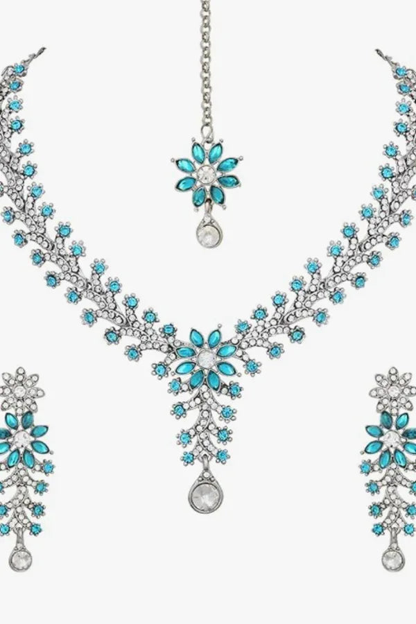 Blue floral Jewellery Set - MyEthnikRentals