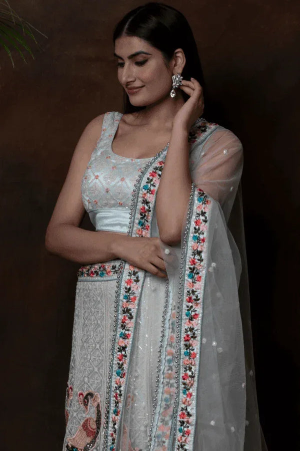 Pista Green Floral Lehenga (Outside Ontario) - MyEthnikRentals