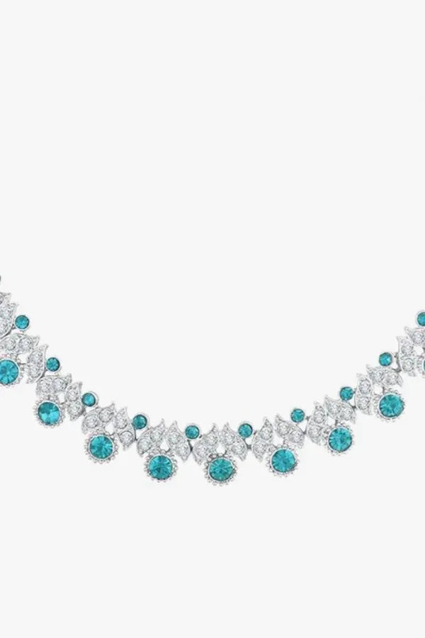 Silver Plated Crystal Studded Choker Jewellery Set (Outside Ontario) - MyEthnikRentals