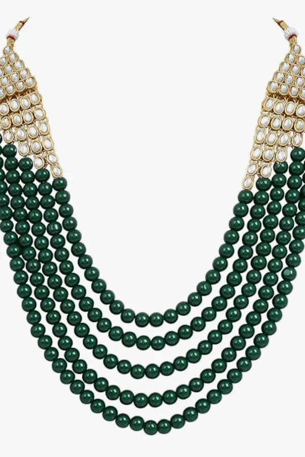 Men Gold Plated Green Jewellery Set (Outside Ontario) - MyEthnikRentals