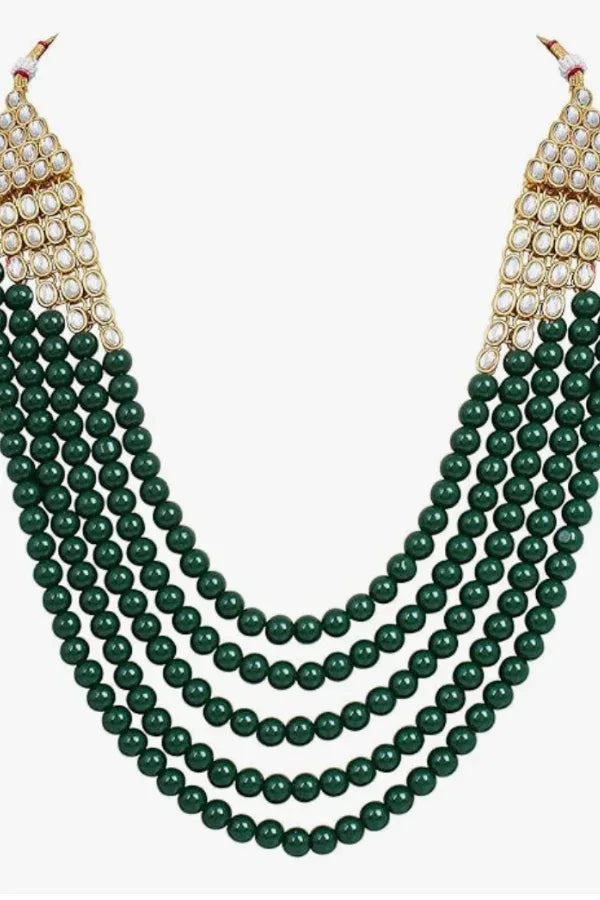 Men Gold Plated Green Jewellery Set - MyEthnikRentals