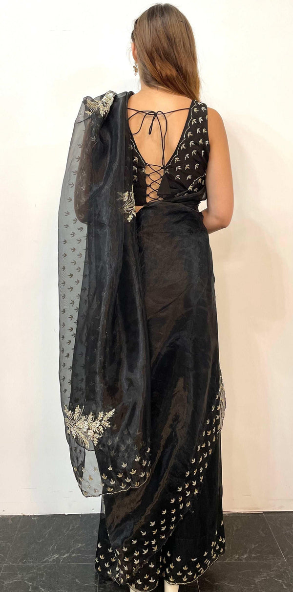 Glass Tissue Black Saree (Outside Ontario) - MyEthnikRentals