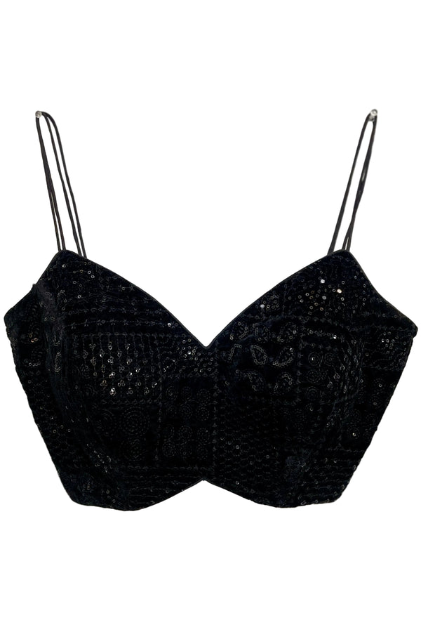 Black Sequin Crop Top - MyEthnikRentals