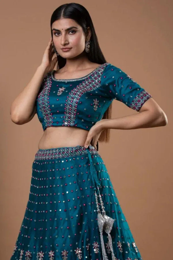 Glimmering Mirror Work Lehenga (Outside Ontario) - MyEthnikRentals