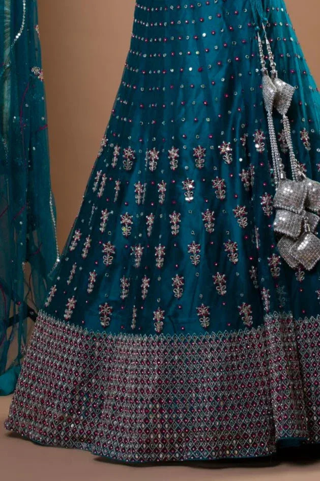 Glimmering Mirror Work Lehenga - MyEthnikRentals