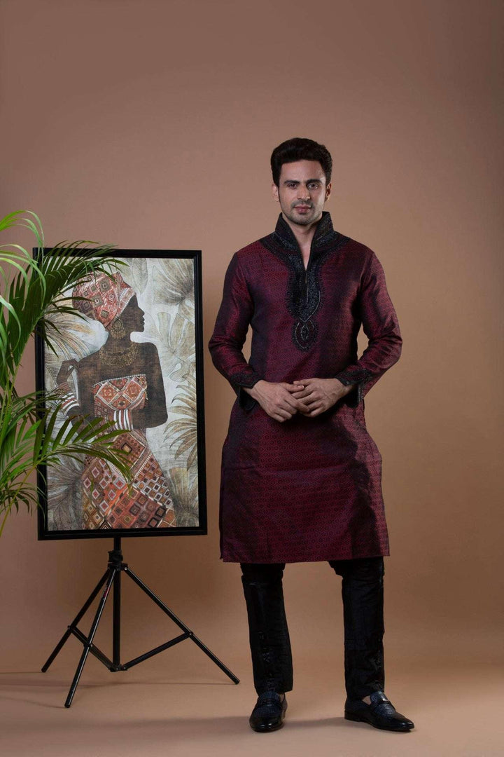 Maroon Modern Kurta (Outside Ontario) - MyEthnikRentals