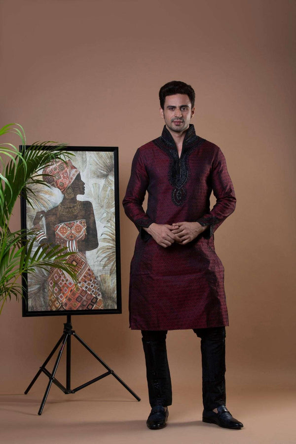 Maroon Modern Kurta (Outside Ontario) - MyEthnikRentals