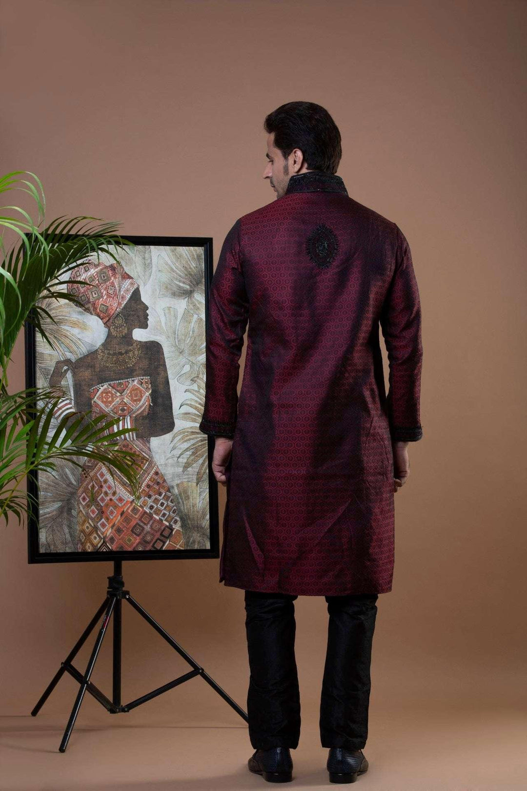 Maroon Modern Kurta (Outside Ontario) - MyEthnikRentals