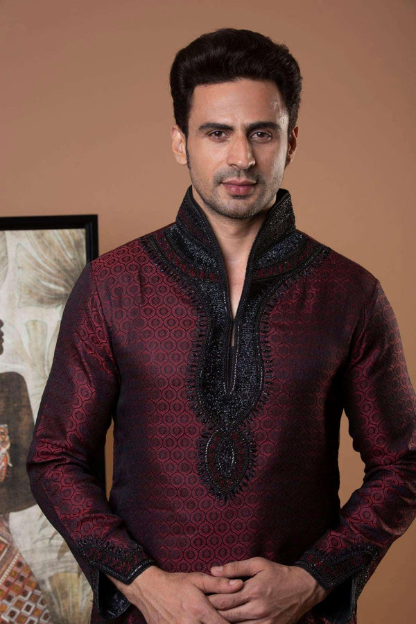 Maroon Modern Kurta (Outside Ontario) - MyEthnikRentals