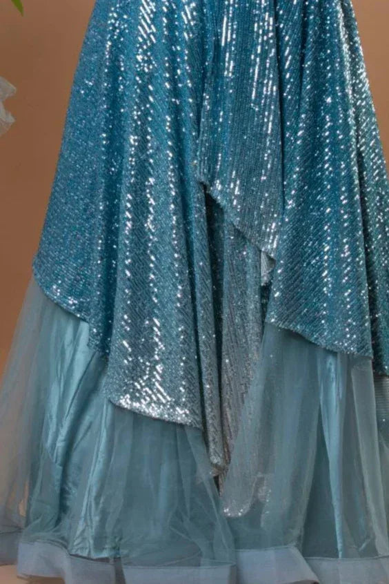 Ocean Blue Mermaid Lehenga - MyEthnikRentals