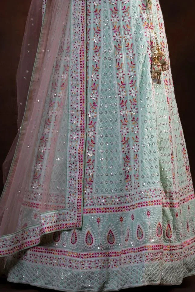 Classic Chikankari Handcrafted Lehenga - MyEthnikRentals