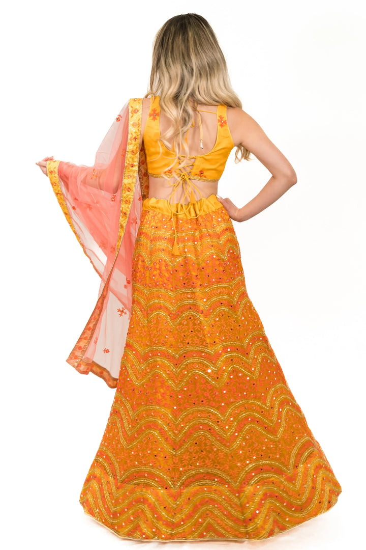 Mustard Yellow Sequined Lehenga (Outside Ontario) - MyEthnikRentals