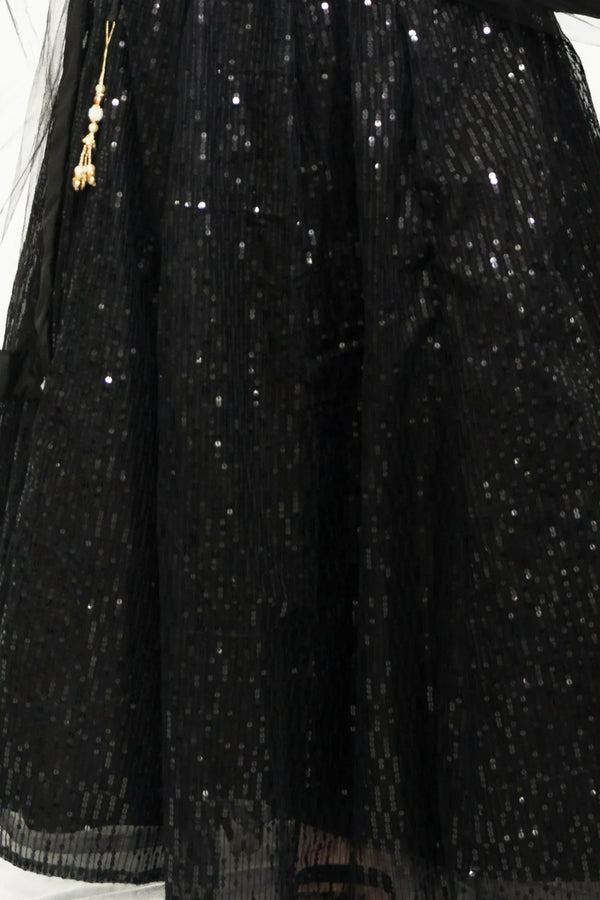 Black Sequined Net Lehenga (Outside Ontario) - MyEthnikRentals