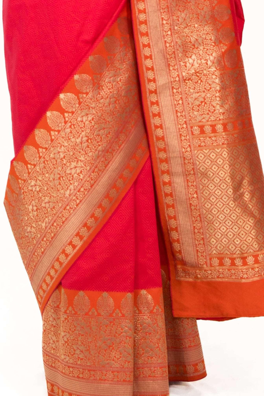 Strawberry Pink Embroidered Saree (Outside Ontario) - MyEthnikRentals