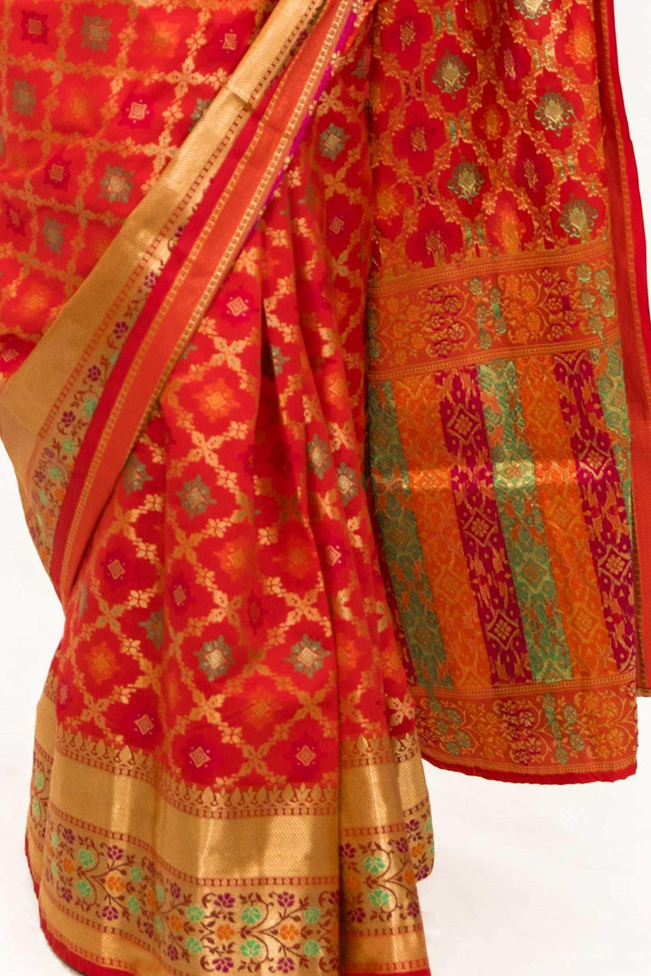 Rust Red Woven Saree (Outside Ontario) - MyEthnikRentals
