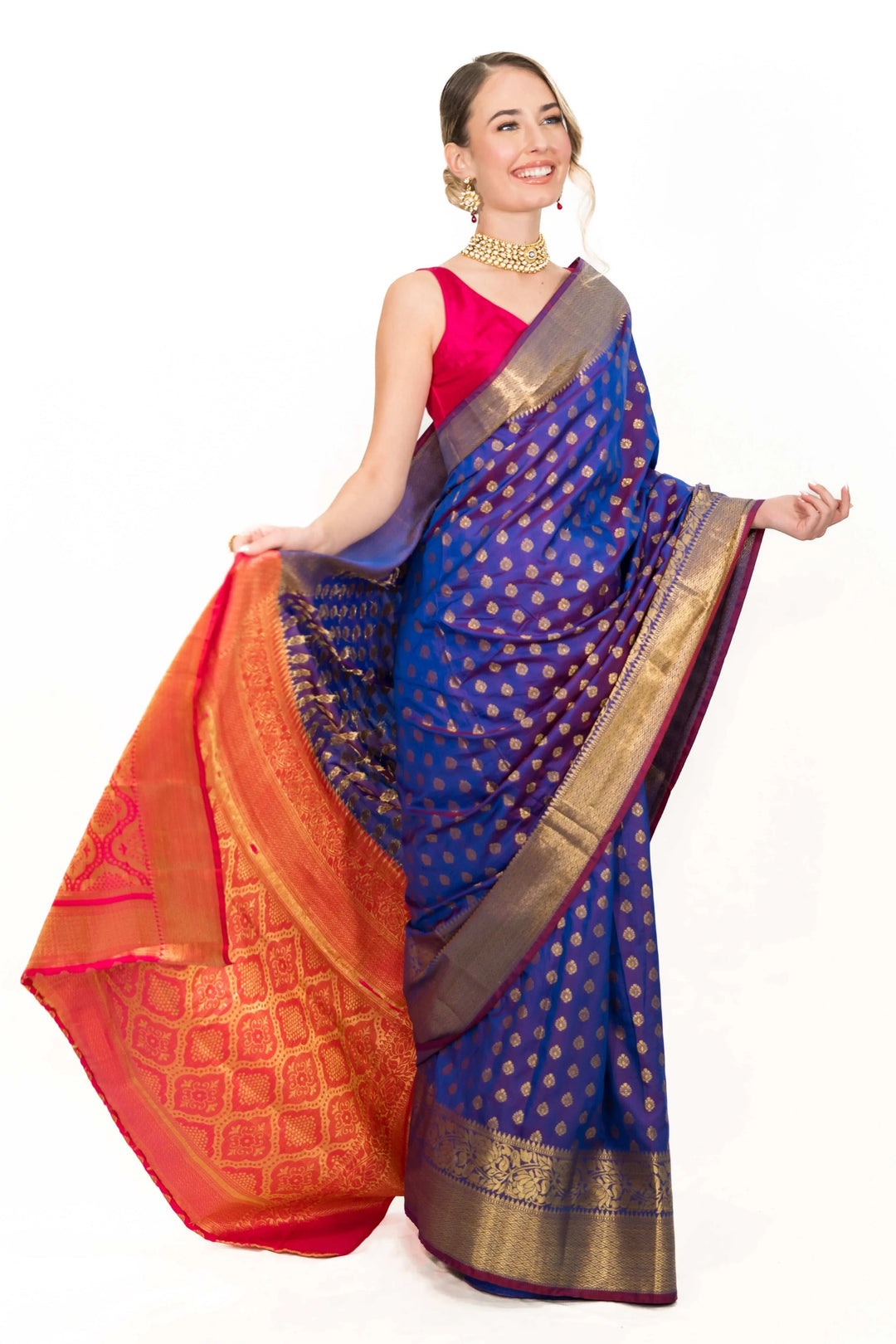 Electric Purple Silk Saree (Outside Ontario) - MyEthnikRentals
