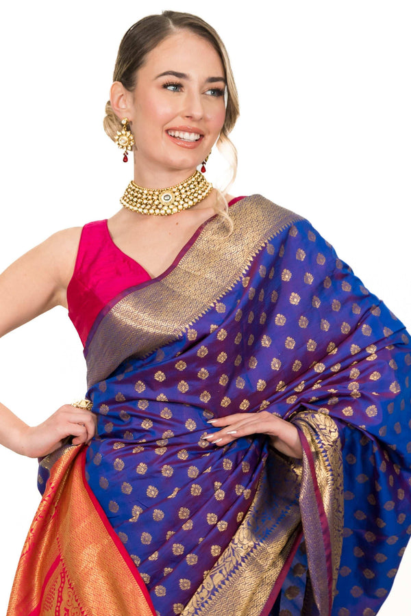 Electric Purple Silk Saree (Outside Ontario) - MyEthnikRentals