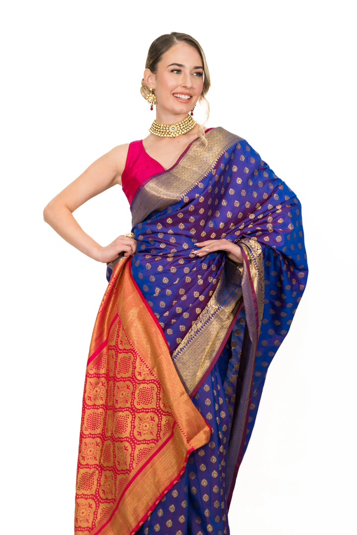 Electric Purple Silk Saree - MyEthnikRentals