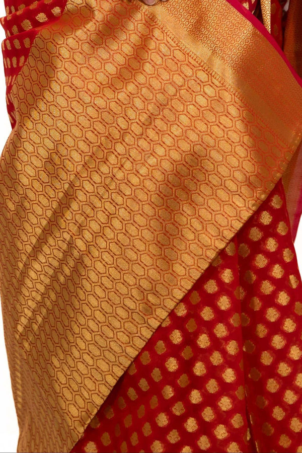 Red Polka Dot Saree (Outside Ontario) - MyEthnikRentals