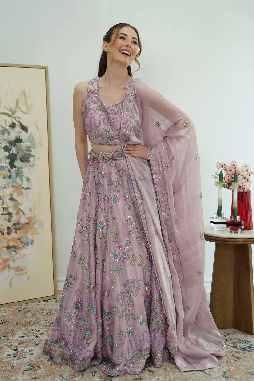 Lilac Bloom Sequin Lehenga - MyEthnikRentals