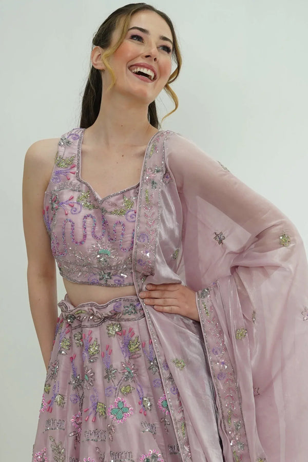 Lilac Bloom Sequin Lehenga (Outside Ontario) - MyEthnikRentals