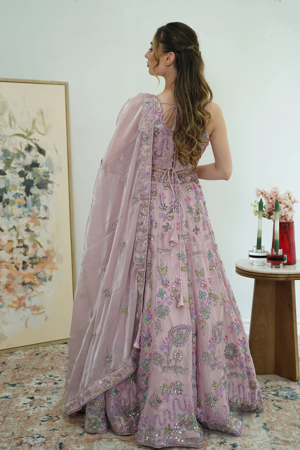 Lilac Bloom Sequin Lehenga (Outside Ontario) - MyEthnikRentals