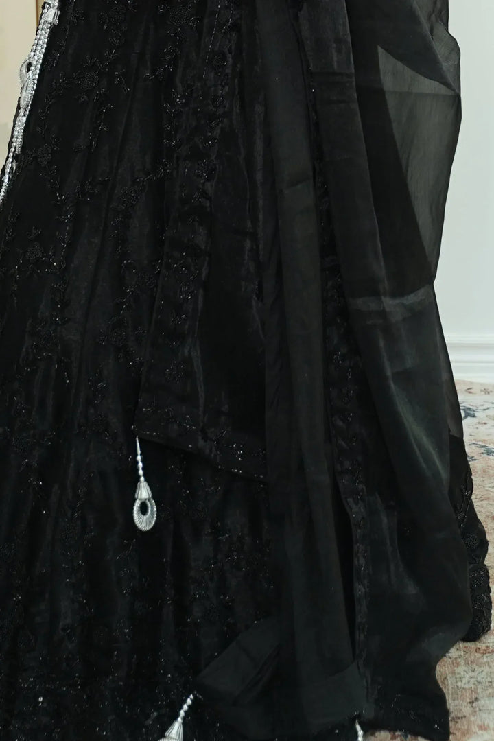 Noir Charisma Embellished Lehenga - MyEthnikRentals