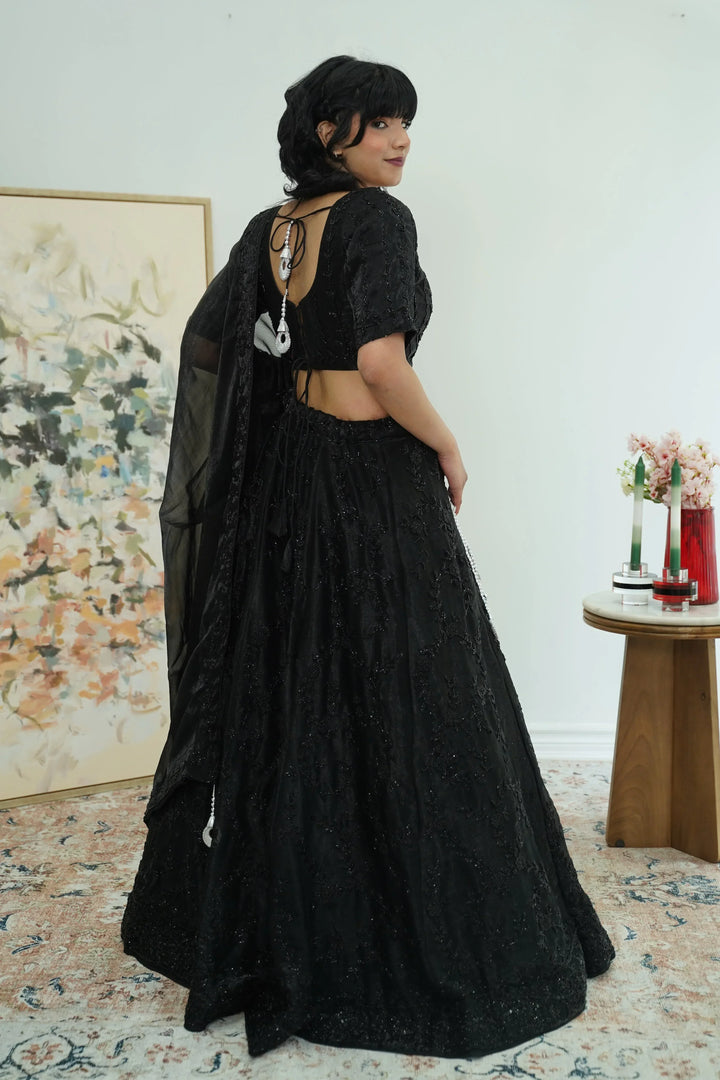 Noir Charisma Embellished Lehenga - MyEthnikRentals