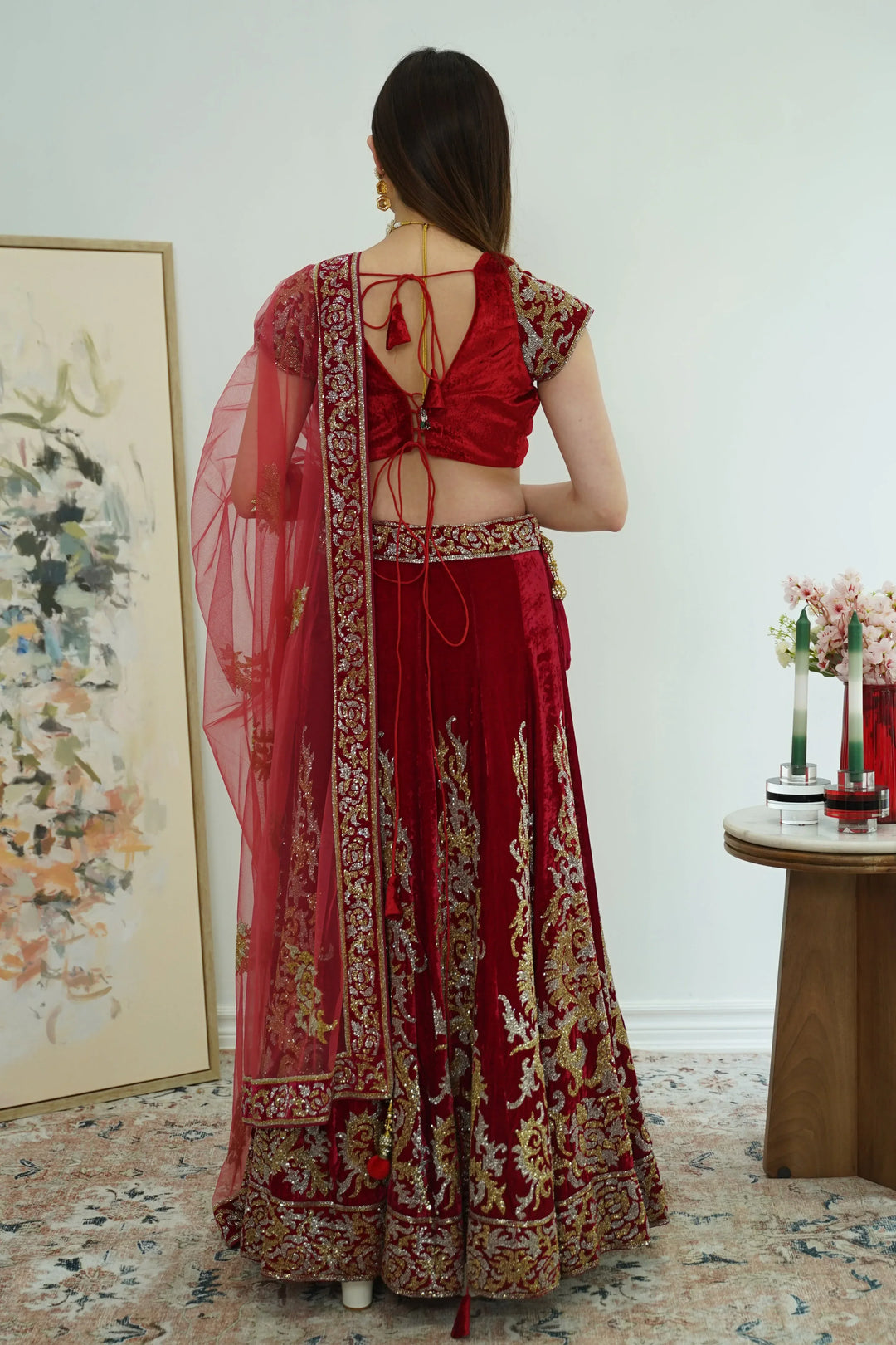 Maroon Gold Silver Lehenga (Outside Ontario) - MyEthnikRentals