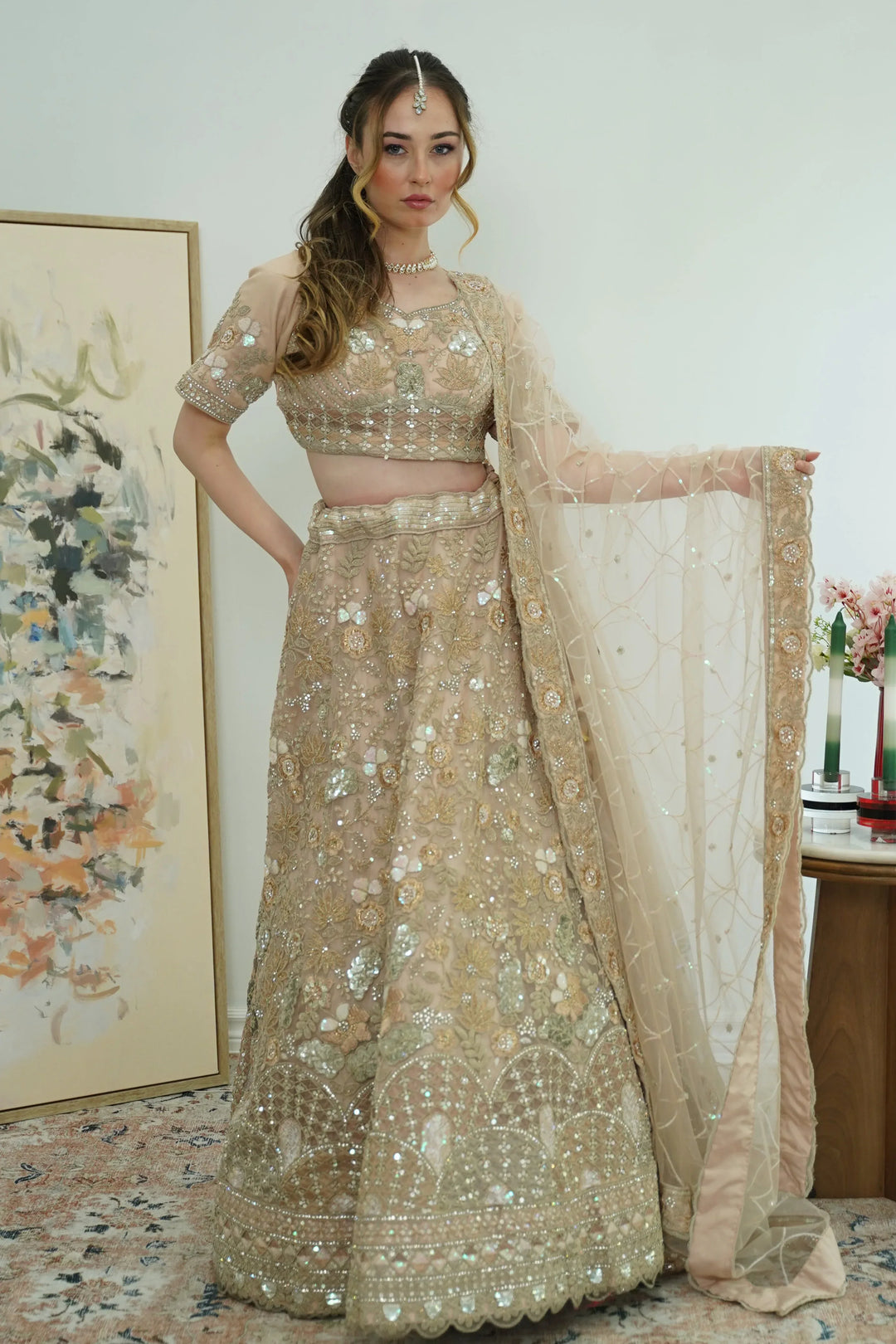 Blush Pink Butterfly Lehenga (Outside Ontario) - MyEthnikRentals