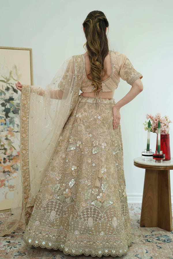 Blush Pink Butterfly Lehenga - MyEthnikRentals