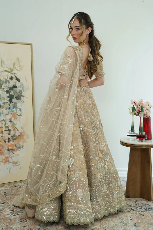 Blush Pink Butterfly Lehenga - MyEthnikRentals