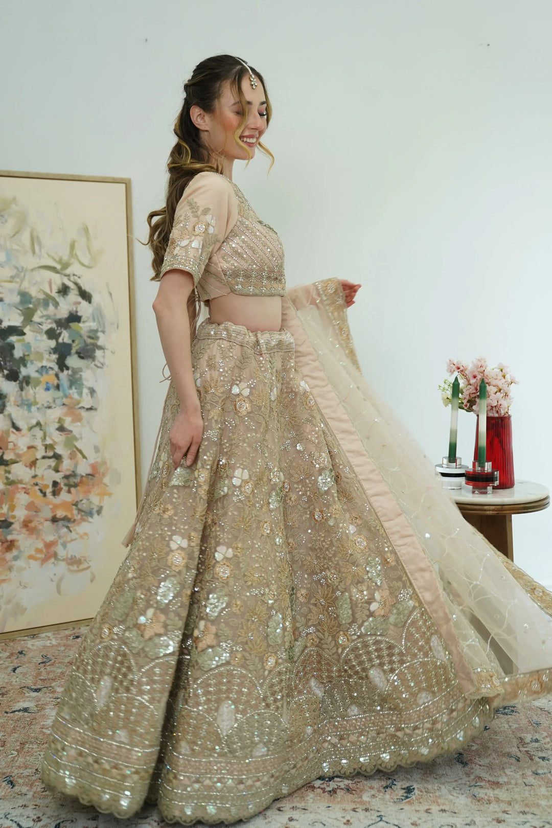 Blush Pink Butterfly Lehenga (Outside Ontario) - MyEthnikRentals