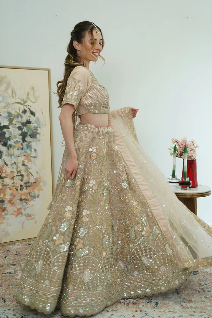 Blush Pink Butterfly Lehenga (Outside Ontario) - MyEthnikRentals