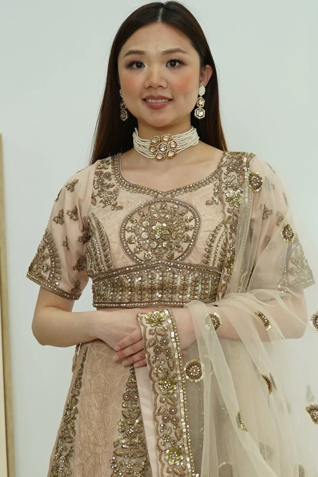 Blush Pink Floral Lehenga (Outside Ontario) - MyEthnikRentals