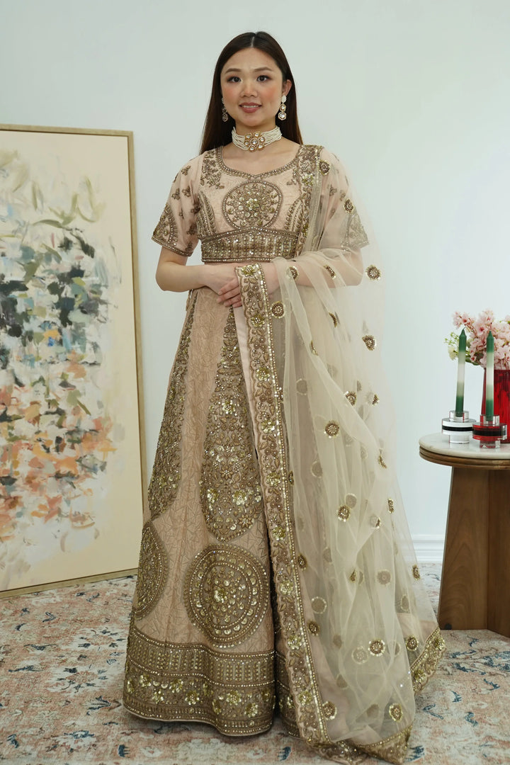 Blush Pink Floral Lehenga (Outside Ontario) - MyEthnikRentals