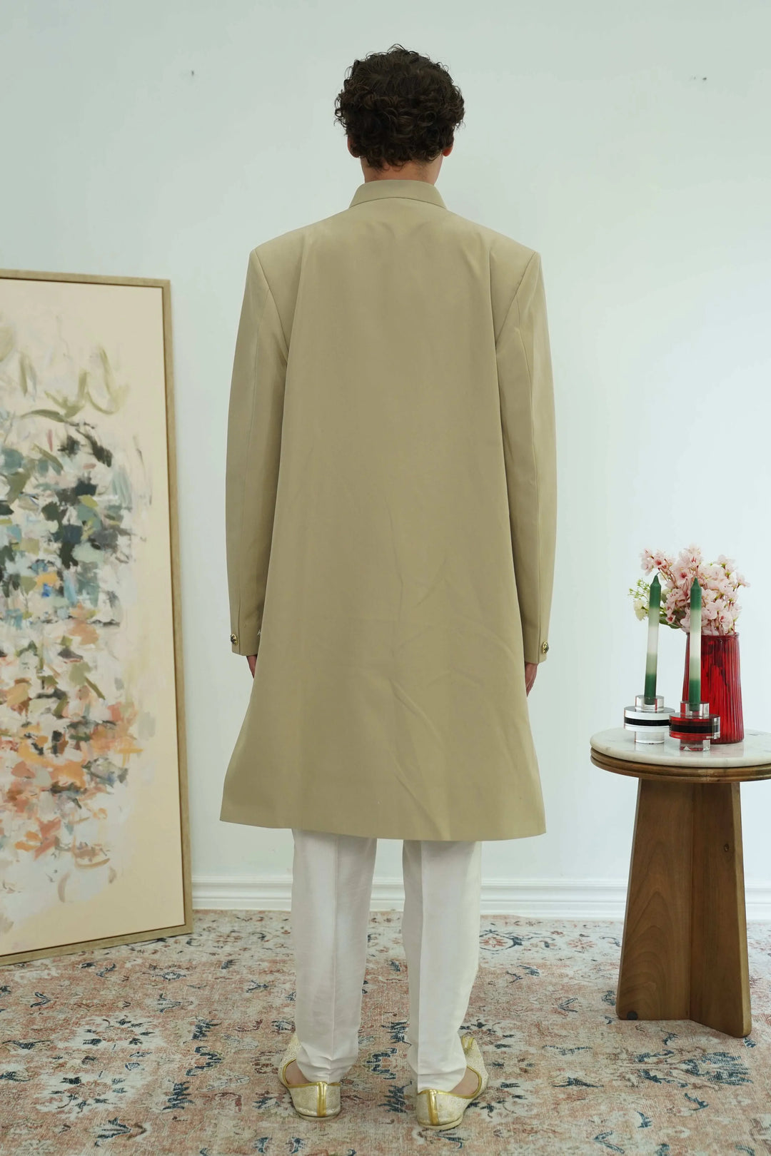 Sage Floral Embroidered Sherwani Set (Outside Ontario) - MyEthnikRentals