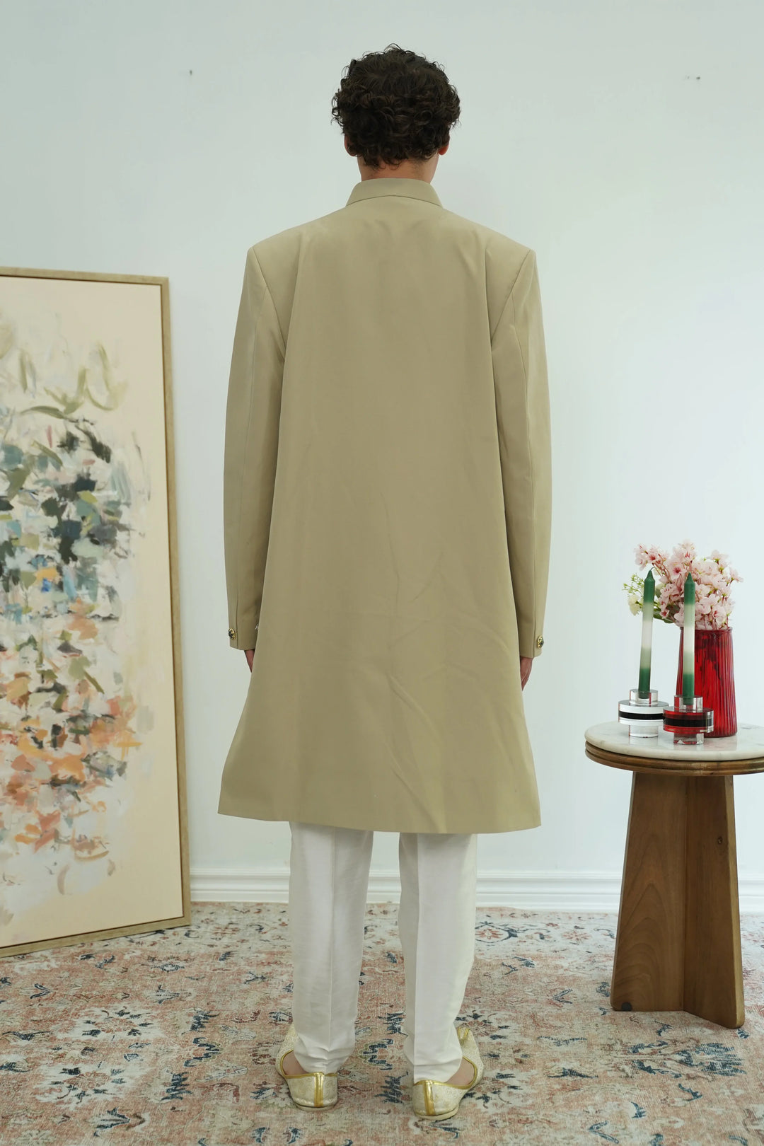 Sage Floral Embroidered Sherwani Set - MyEthnikRentals