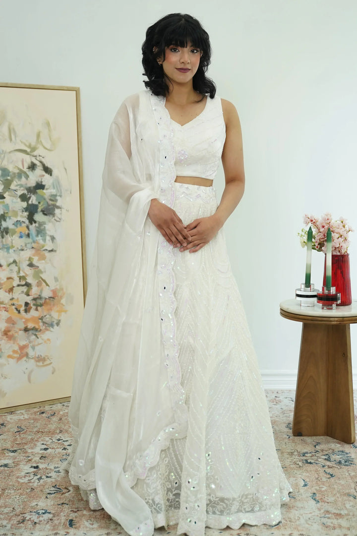 Ethereal Ivory Sequin Lehenga - MyEthnikRentals