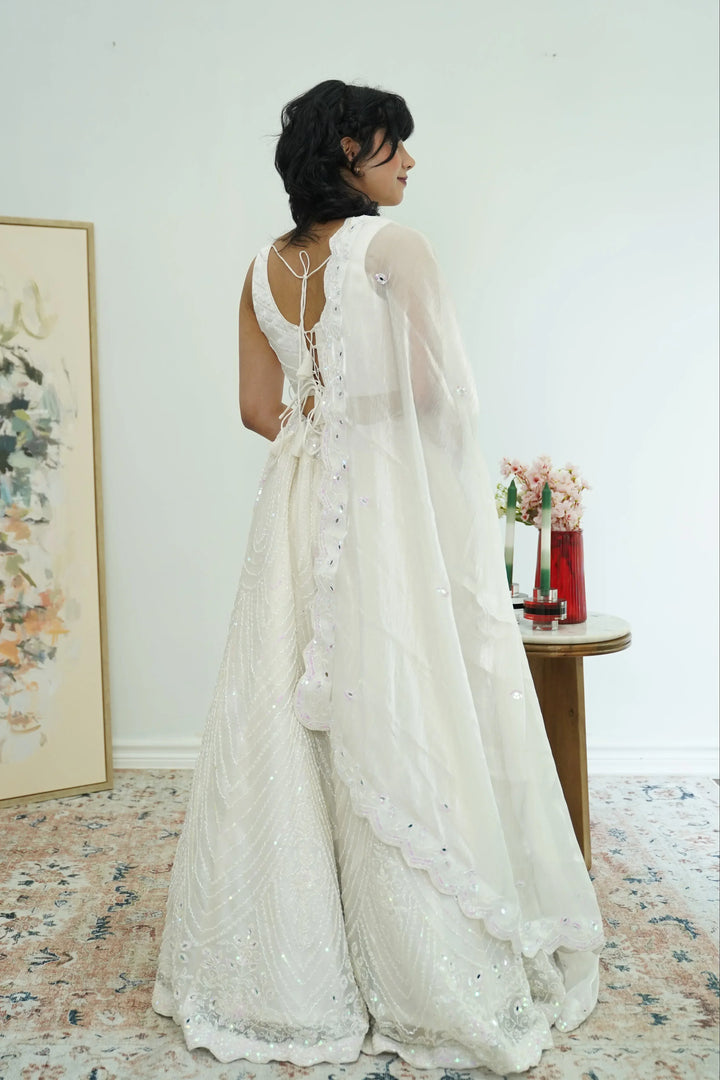 Ethereal Ivory Sequin Lehenga - MyEthnikRentals