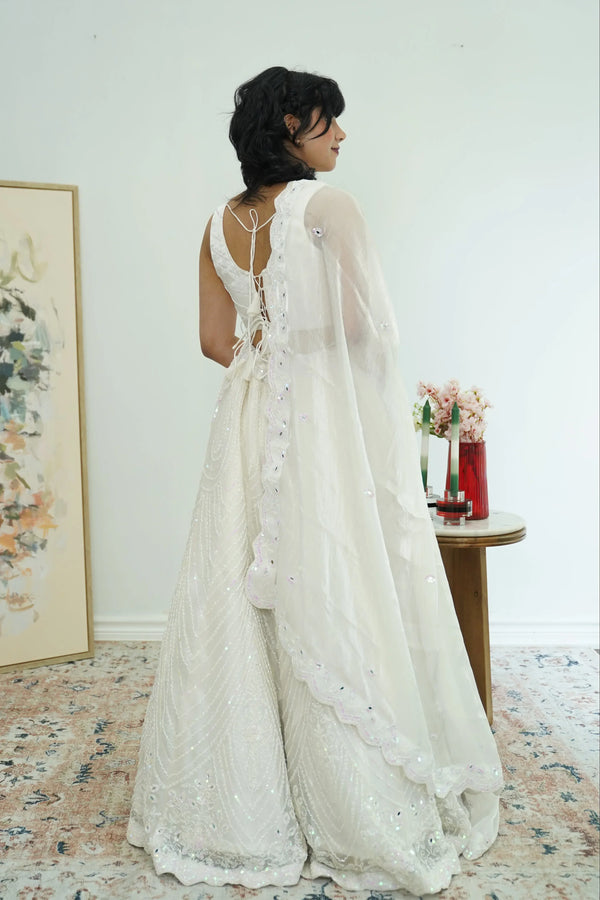 Ethereal Ivory Sequin Lehenga (Outside Ontario) - MyEthnikRentals