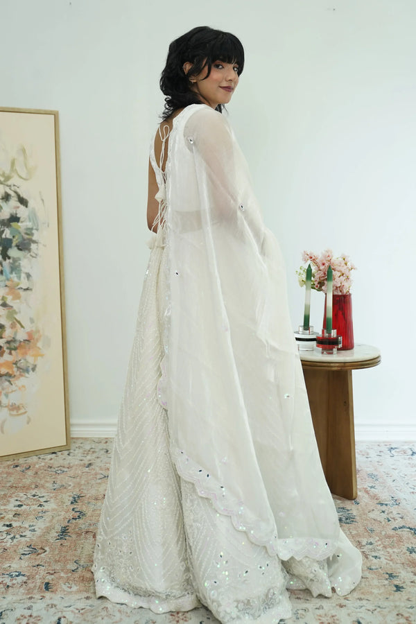 Ethereal Ivory Sequin Lehenga (Outside Ontario) - MyEthnikRentals