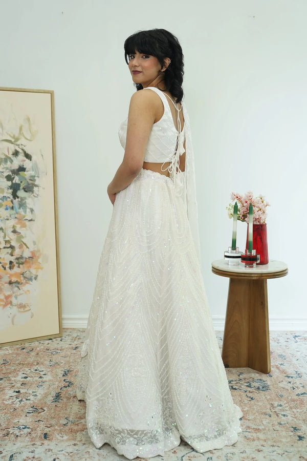 Ethereal Ivory Sequin Lehenga (Outside Ontario) - MyEthnikRentals