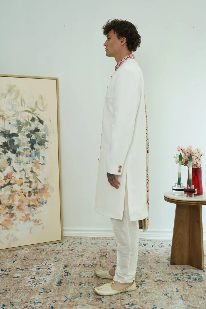 Royal White Indo-Western Set with heavy Dupatta (Outside Ontario) - MyEthnikRentals