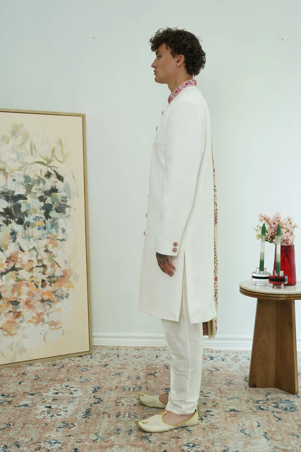 Royal White Indo-Western Set with heavy Dupatta (Outside Ontario) - MyEthnikRentals