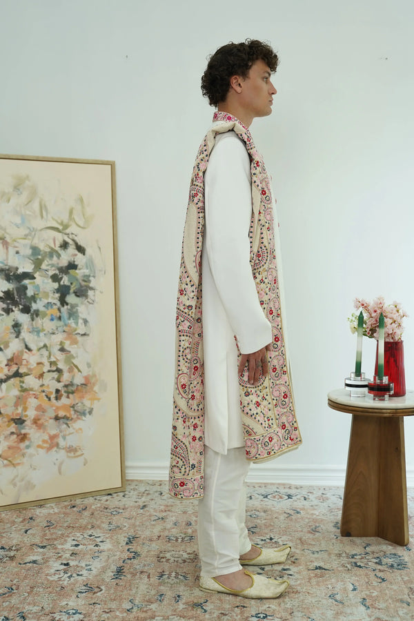 Royal White Indo-Western Set with heavy Dupatta (Outside Ontario) - MyEthnikRentals