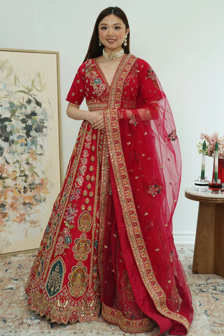 Heirloom Maroon Bridal Lehenga - MyEthnikRentals