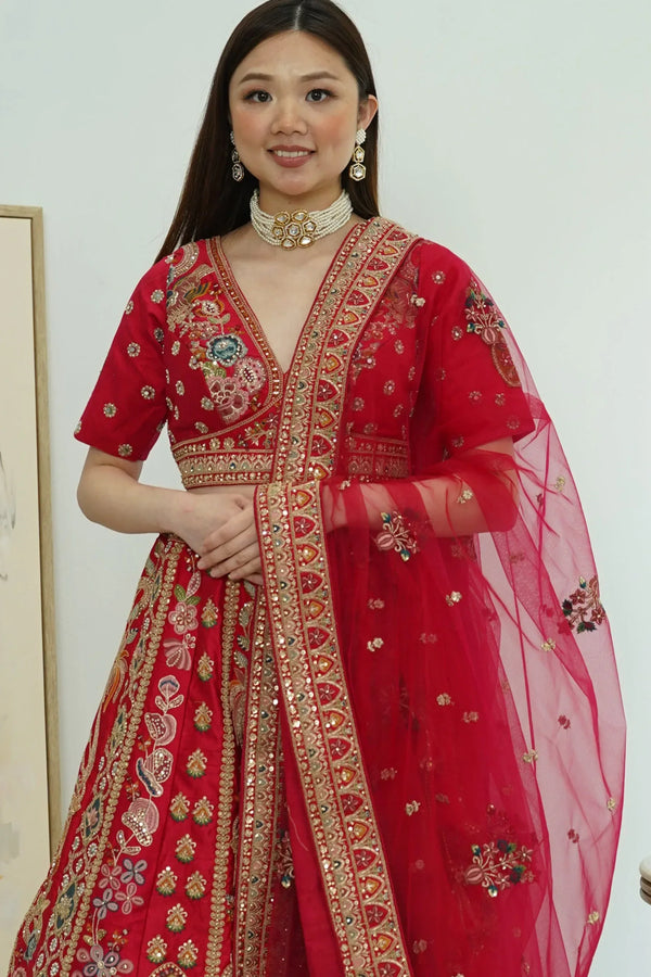 Heirloom Maroon Bridal Lehenga (Outside Ontario) - MyEthnikRentals