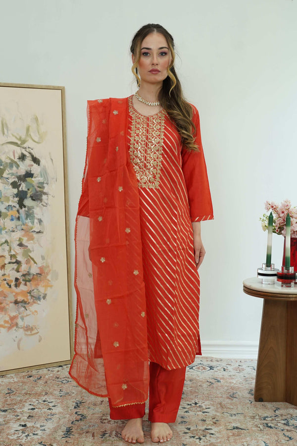 Sunset Stripes Salwar Kameez (Outside Ontario) - MyEthnikRentals