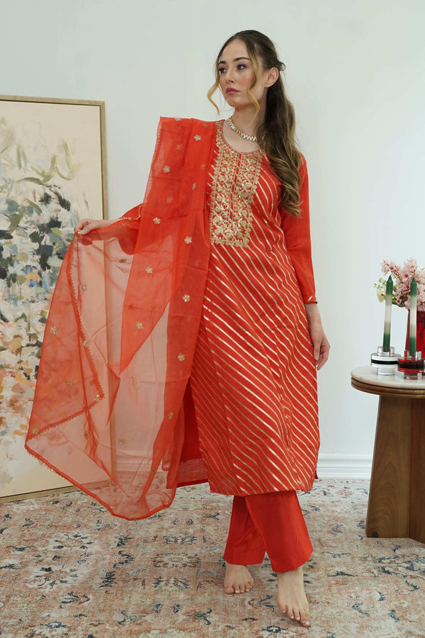 Sunset Stripes Salwar Kameez (Outside Ontario) - MyEthnikRentals